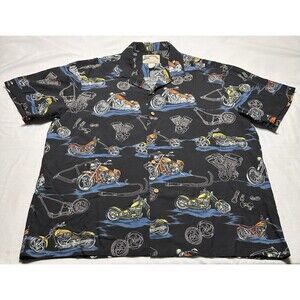 Paradise Found Shirt Mens XL Hawaiian Motorcycles Aloha Camp Biker Vintage